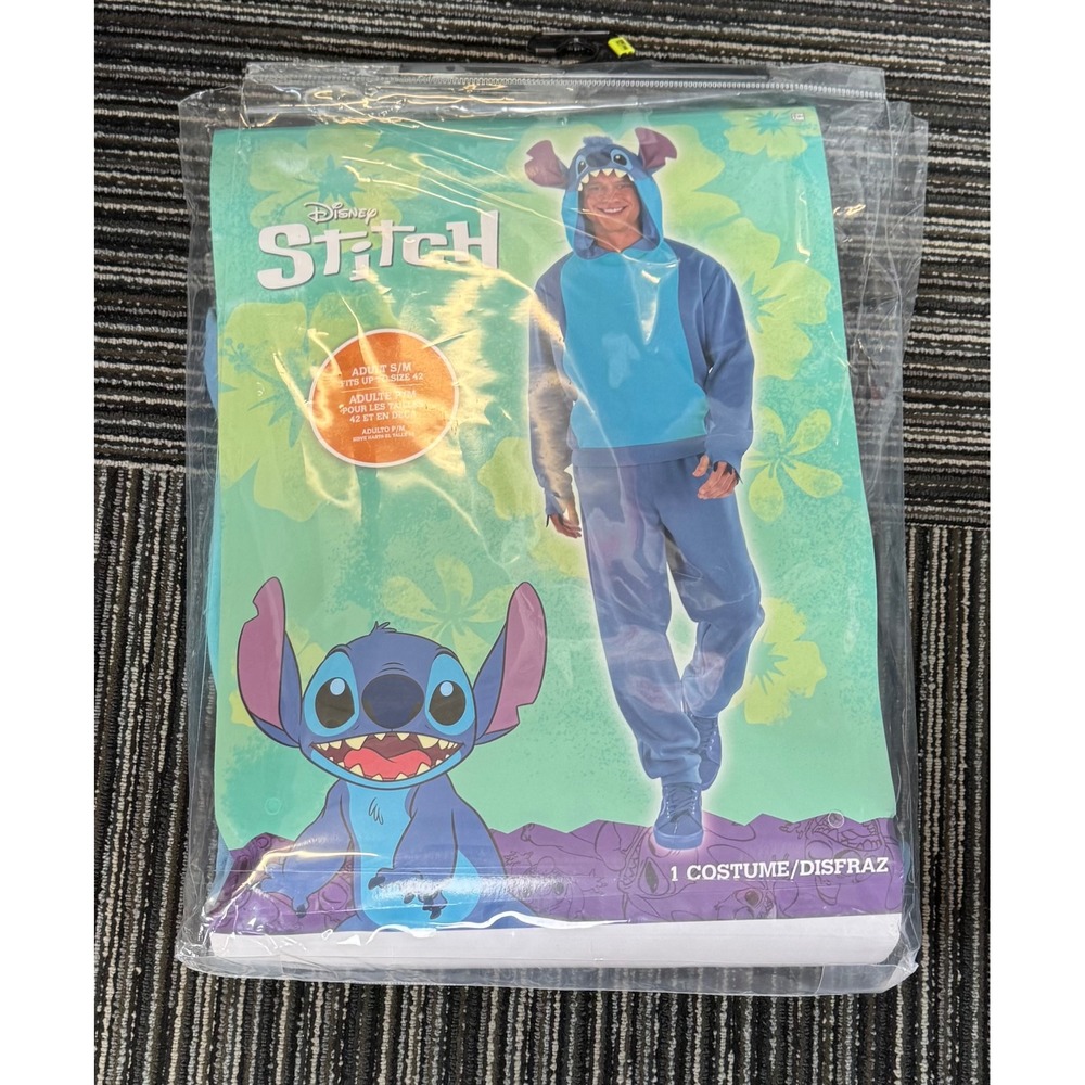 Disney Stitch Adult Costume S/M Hooded Vest Jogger Pants Lilo & Stitch Blue #467
